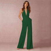 Elegante Wide Leg Jumpsuit Voor Dames Met Halternek En Open Rug