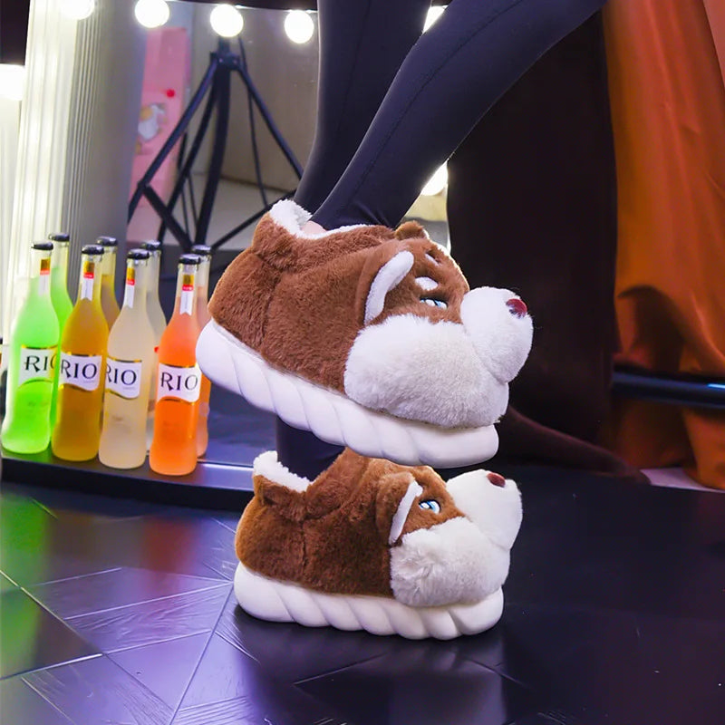 Winter Husky Slippers with Anti-Slip Sole for Women