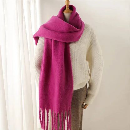 Chique Lange Winter Sjaal met Franjes voor Dames