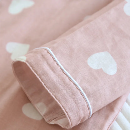 Dames Pyjama Set Lange Mouwen Broek Hartjes