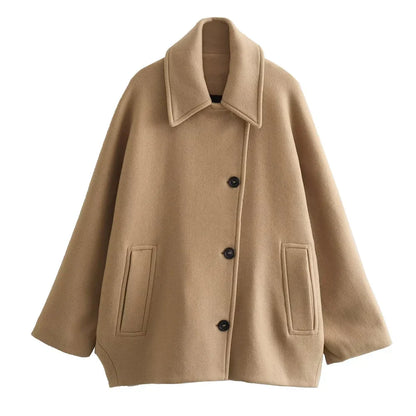 Elegante Vrouwen Oversized Winter Peacoat Jas Met Knoopsluiting