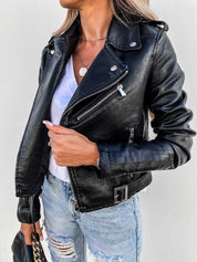Bikerjack Met Leerlook En Asymmetrische Rits Voor Dames