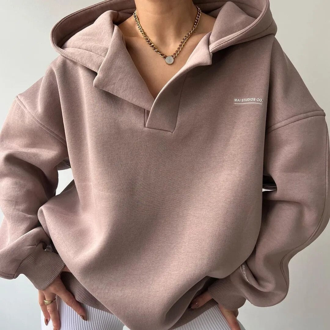 Klassiek Oversized Hoodie met V hals Zachte voor Vrouwen