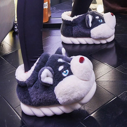 Winterse Husky pantoffels met Anti-Slip Zool voor Dames