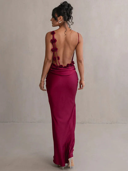Elegante Dames Maxi Avondjurk Gala Open Rug
