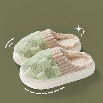 Warme Pantoffels Met Ruitpatroon voor Dames