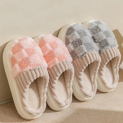 Warme Pantoffels Met Ruitpatroon voor Dames