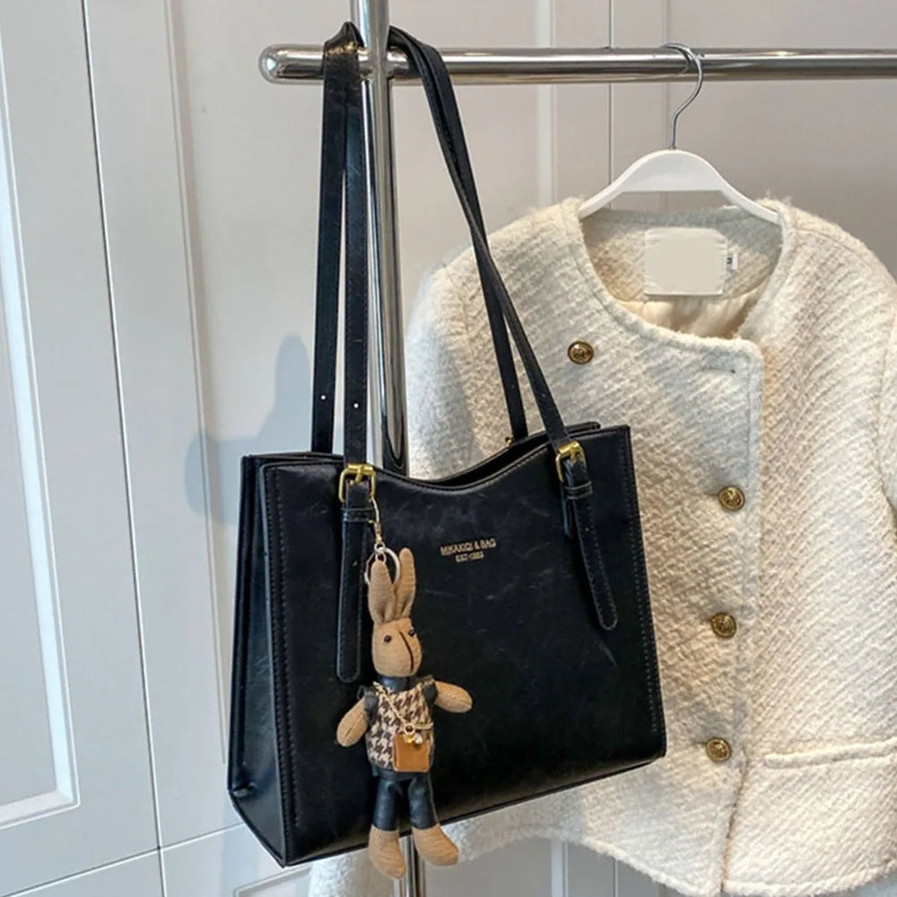 Sac à bandoulière fantaisie pour femme avec pendentif lapin et fermeture éclair