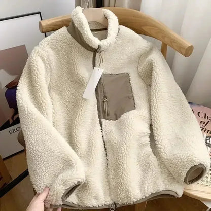 Dames Warme Teddyjas met Hoge Kraag en Ritszak