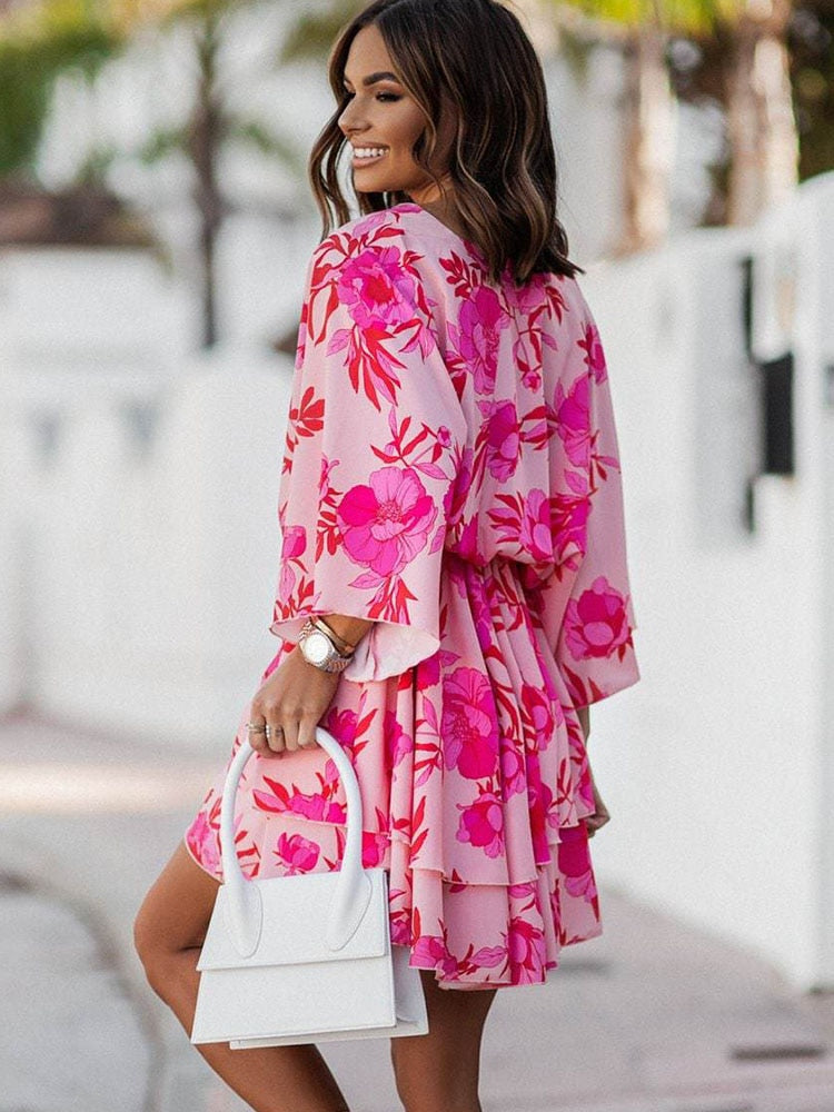 Joyce - Wijde mini jurk met zomerse flair