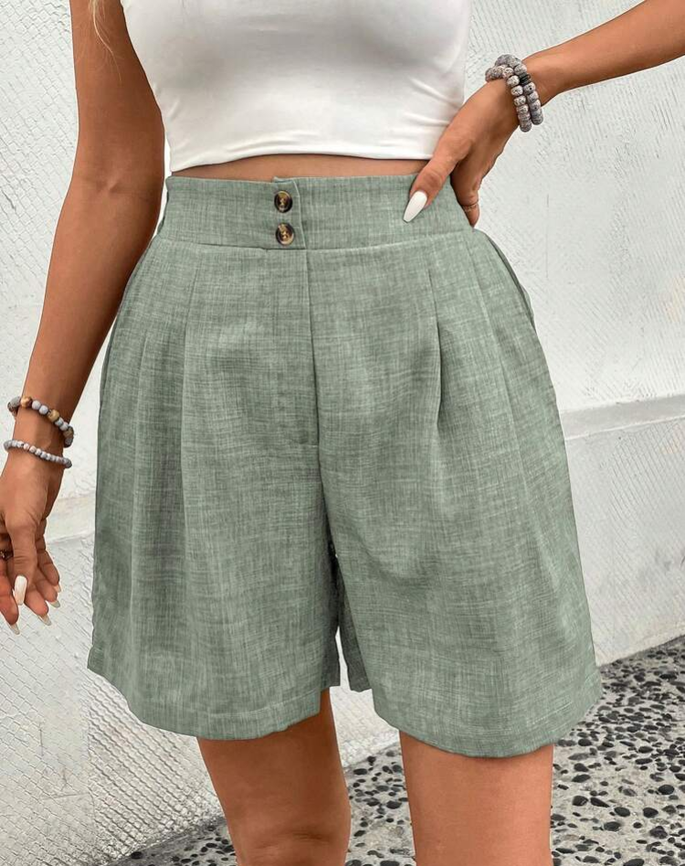 High-Waisted Pleated Shorts for Women