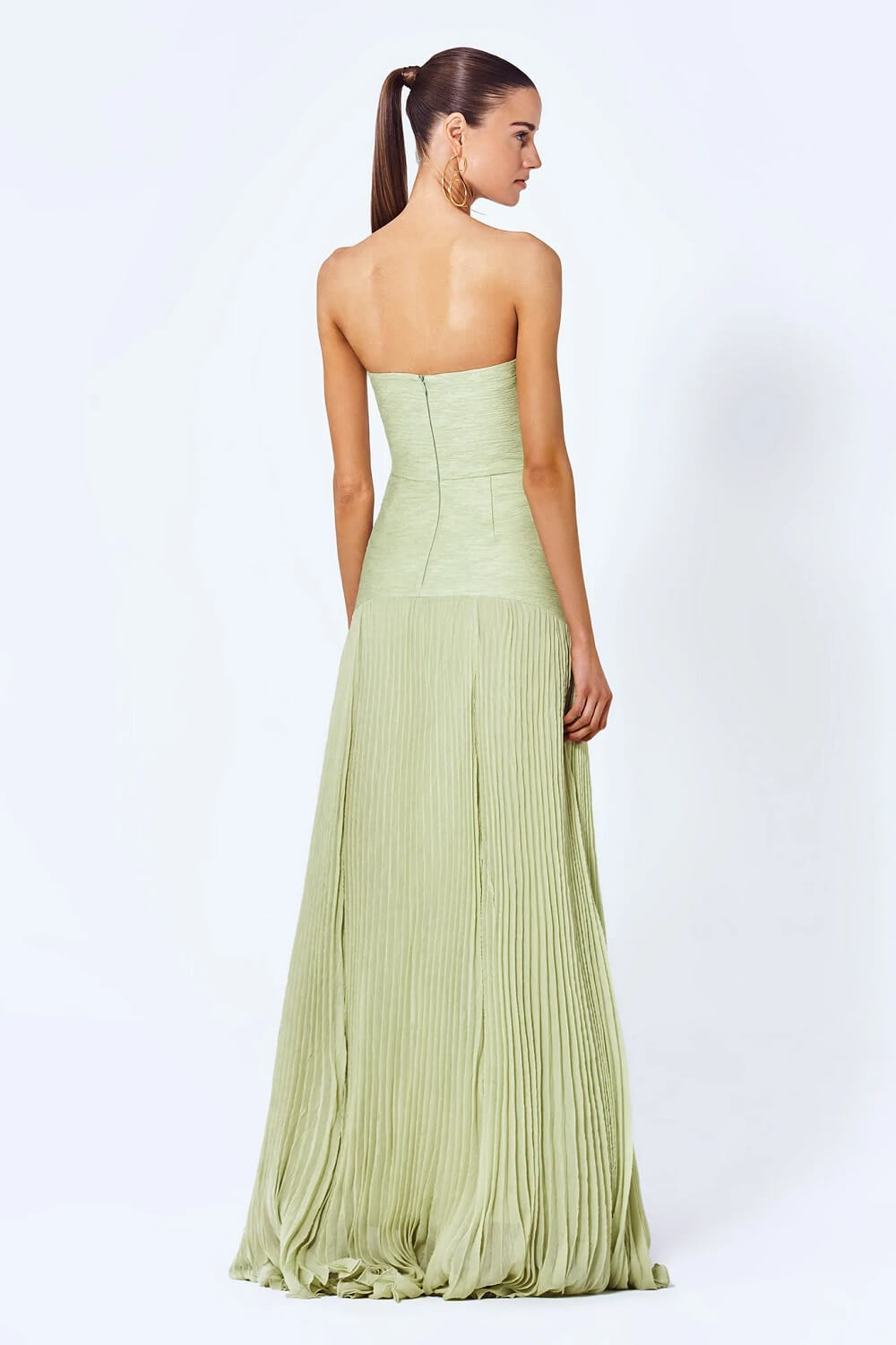 Jade - Strapless dames galajurk met plissé rok