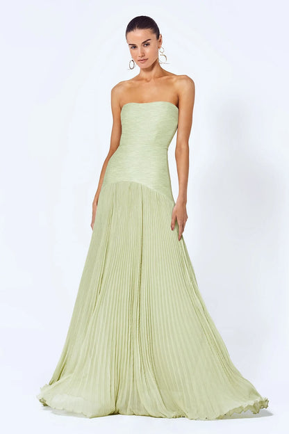 Jade - Strapless dames galajurk met plissé rok