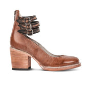 Vintage Women's Pumps with Strap Buckles and Block Heel