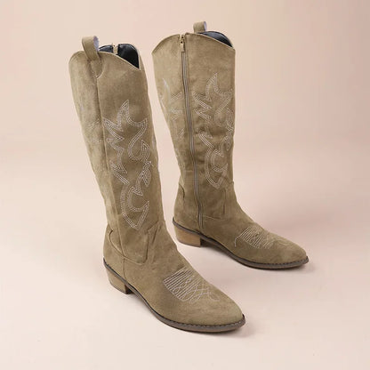 Bestikte Western Cowboylaarzen met Lage Hak voor Dames