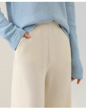 Pantalon en velours côtelé de luxe pour femmes avec jambes larges et taille élastique