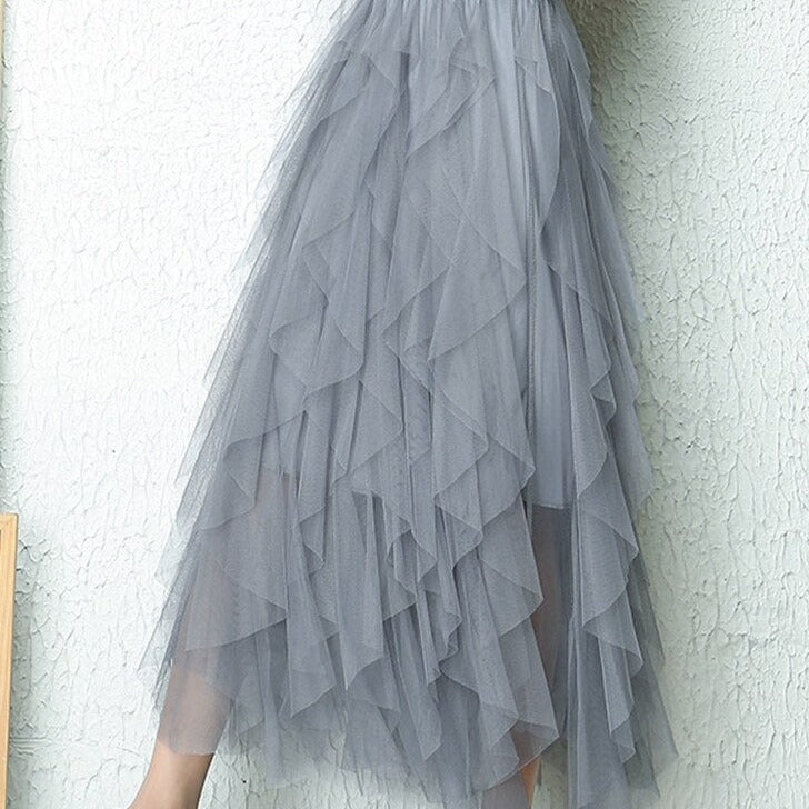 Romantic Maxi Skirt with Layered Tulle and Flowy Fit
