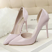 Patent Leather Pumps with Pointed Toe and Stiletto Heel for Women