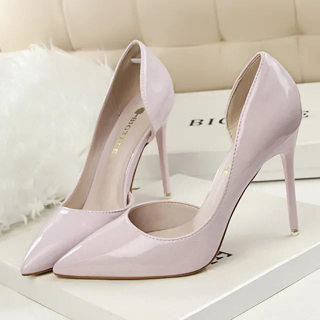 Patent Leather Pumps with Pointed Toe and Stiletto Heel for Women