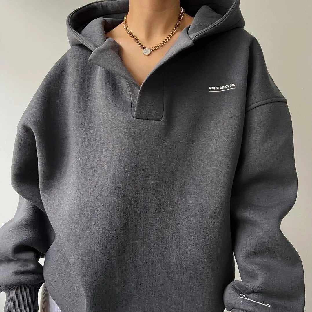 Klassiek Oversized Hoodie met V hals Zachte voor Vrouwen