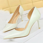 Patent Leather Pumps with Pointed Toe and Stiletto Heel for Women