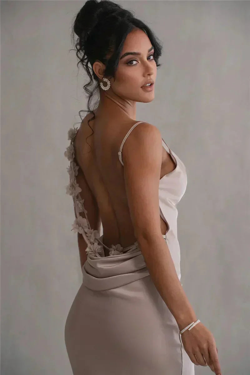 Satijnen Rugloze Maxi Vrouwen Galajurk