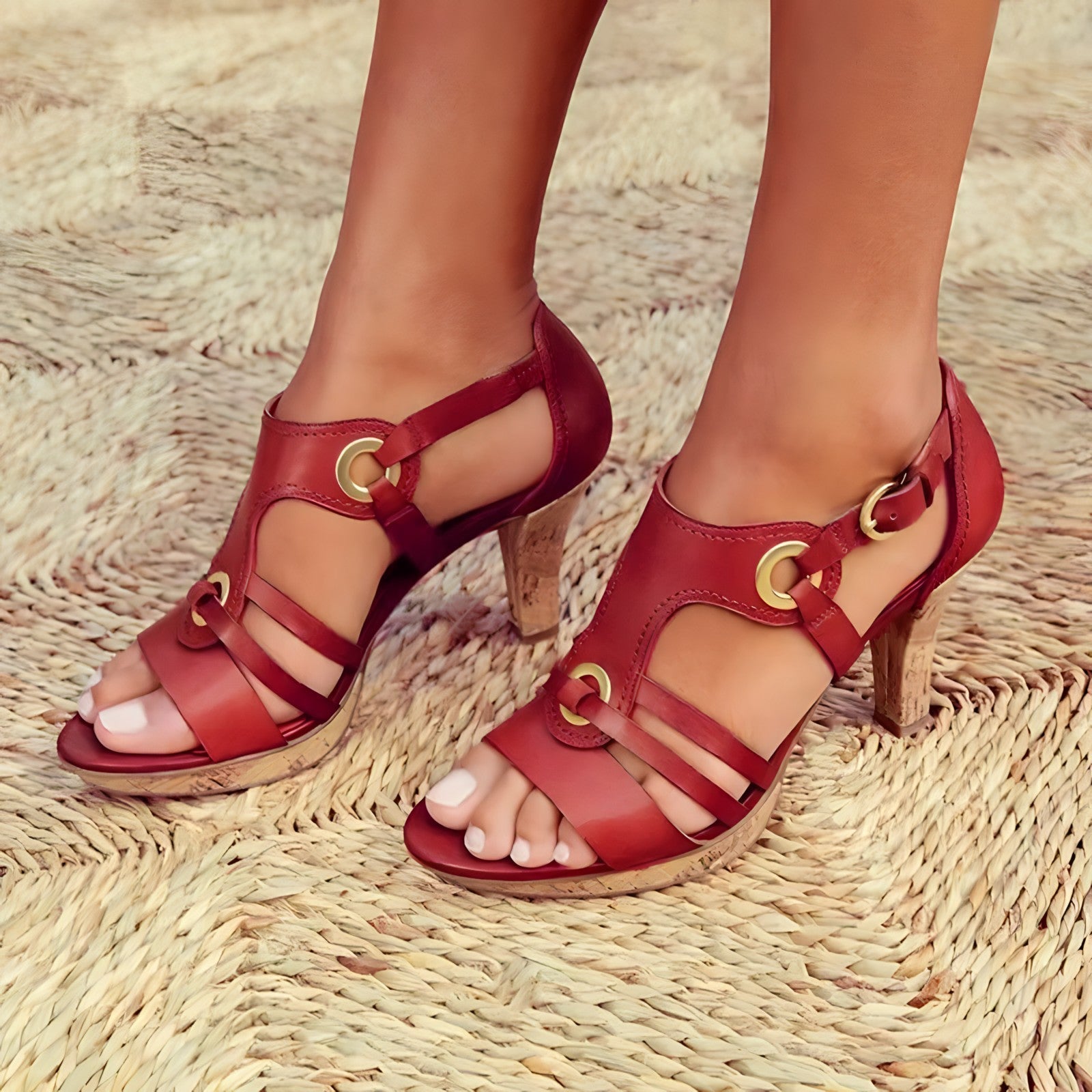 Sandalen Met Gespdetail En Blokhak