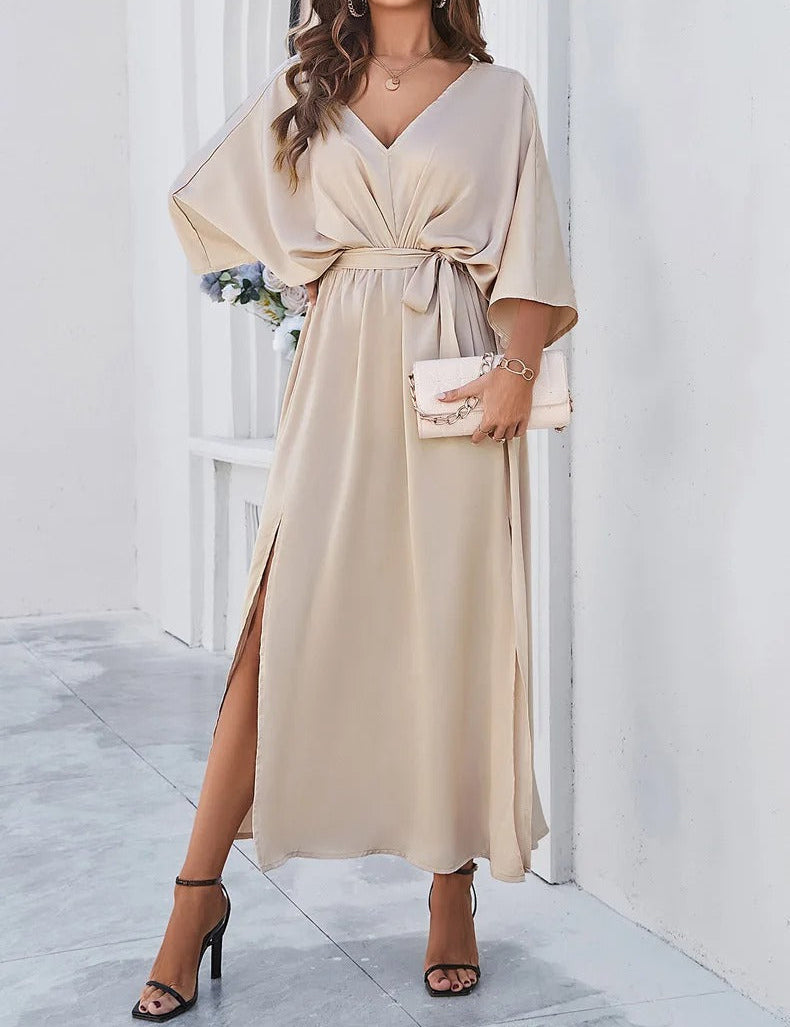 Sarahna Dress | Elegant V-Neck Midi Dress