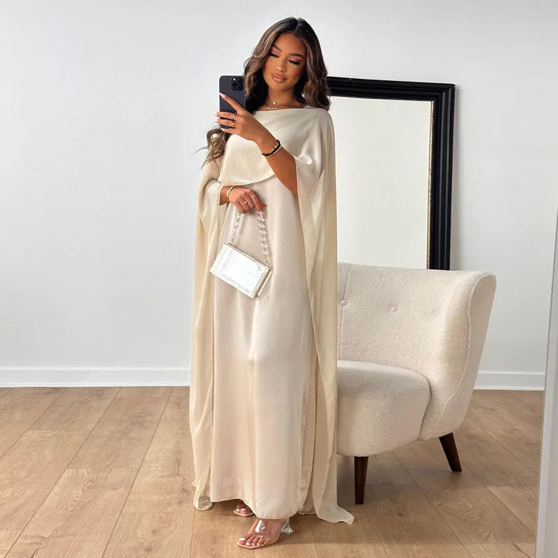 Luxury Maxi Gala Dress for Women with Cape Sleeves