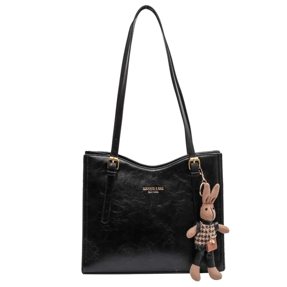 Sac à bandoulière fantaisie pour femme avec pendentif lapin et fermeture éclair
