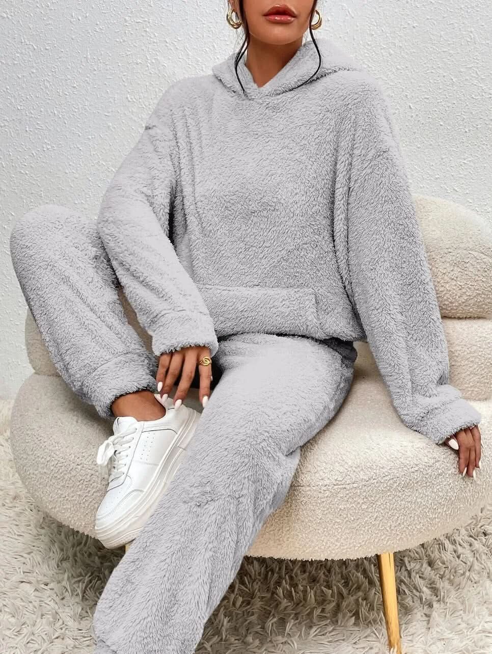 Zachte Teddy Loungewear Hoodie en Joggingpak voor Dames
