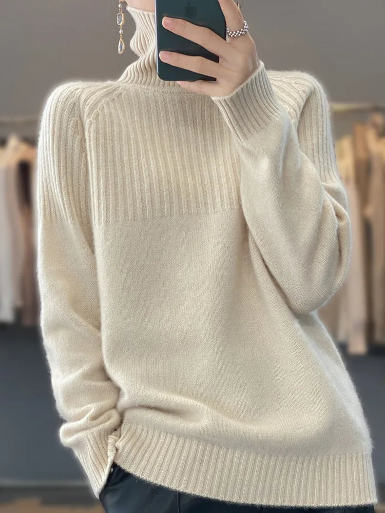 Elegante Warme Dames Coltrui En Geribde Details