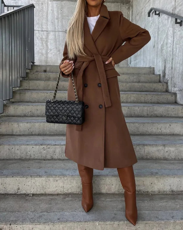 Warme trenchcoat met ceintuur voor vrouwen | winter