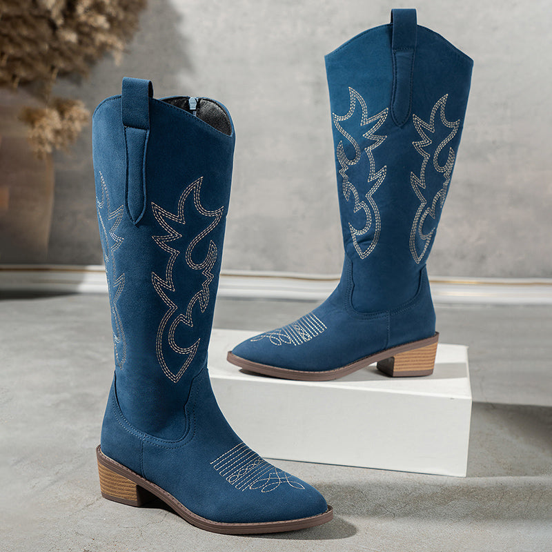 Bestikte Western Cowboylaarzen met Lage Hak voor Dames