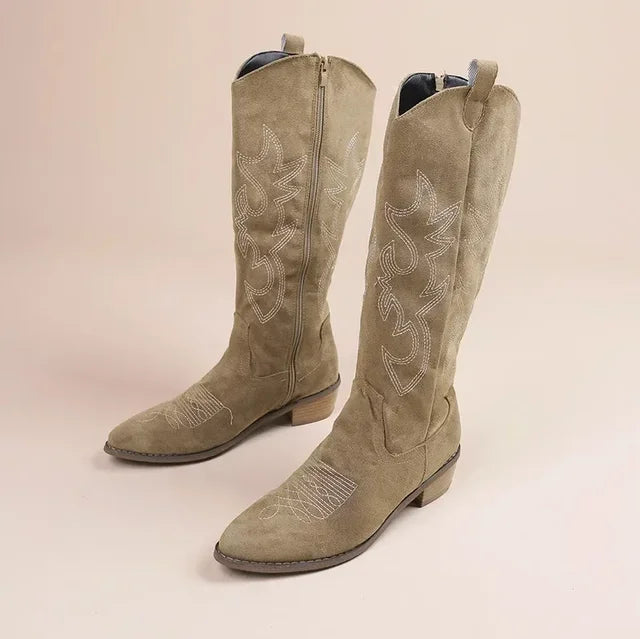 Bestikte Western Cowboylaarzen met Lage Hak voor Dames
