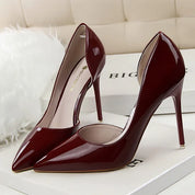 Patent Leather Pumps with Pointed Toe and Stiletto Heel for Women