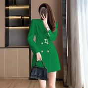 Elegant Double-Breasted Blazer Dress For Women With Belt