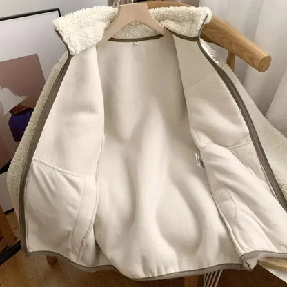 Dames Warme Teddyjas met Hoge Kraag en Ritszak