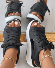 Trendy Sandalen Met Veters En Dikke Zool Voor Dames