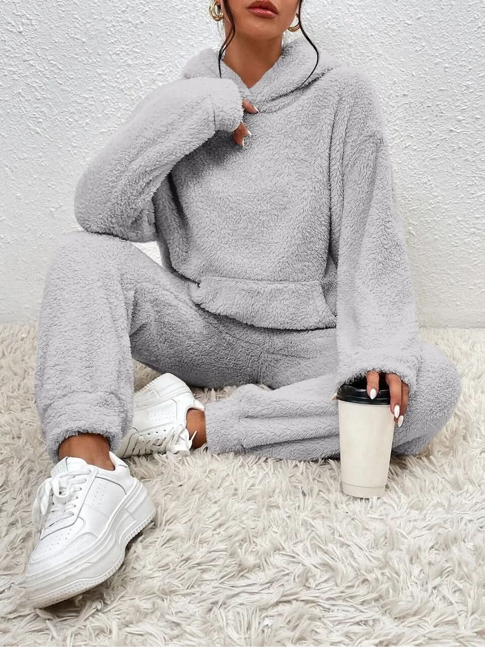 Zachte Teddy Loungewear Hoodie en Joggingpak voor Dames