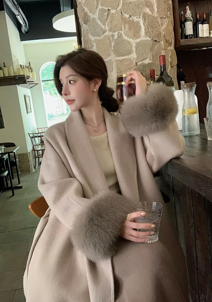 Luxe Zachte Winter Manteljas met Ceintuur Vrouwen