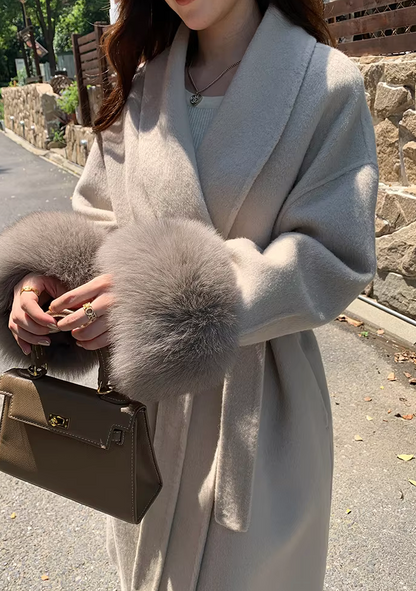 Luxe Zachte Winter Manteljas met Ceintuur Vrouwen