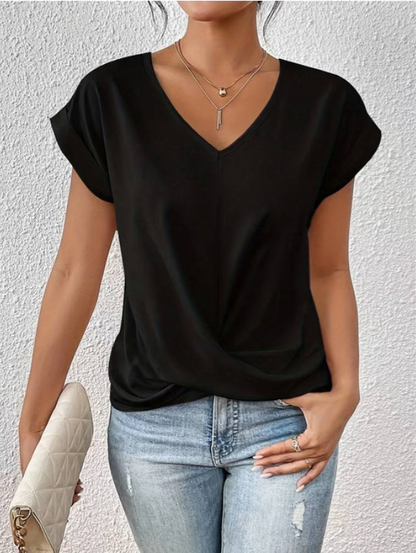 Isaura - gedrapeerd V-hals shirt
