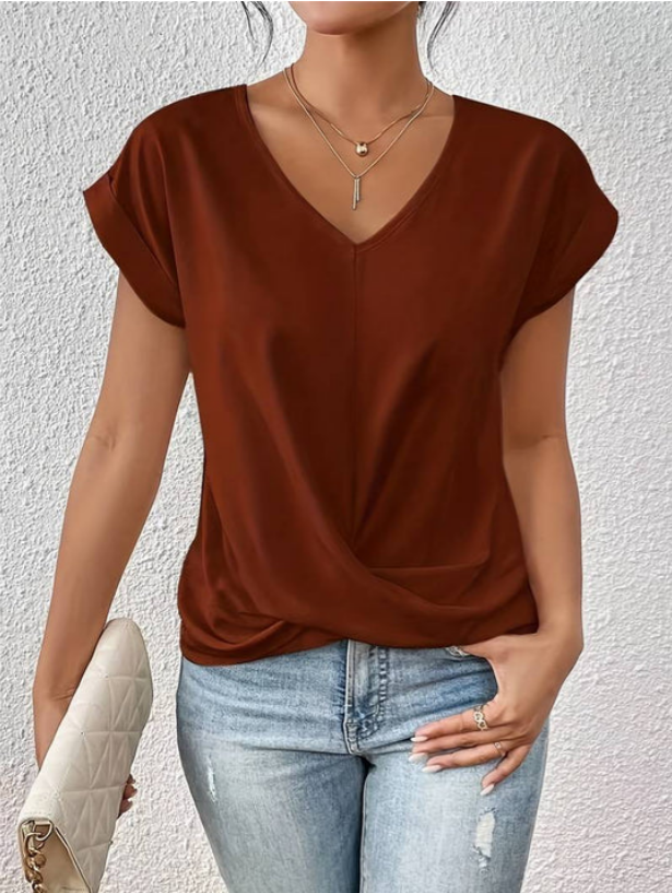 Isaura - gedrapeerd V-hals shirt