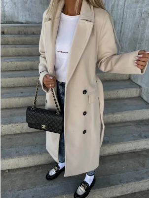 Warme trenchcoat met ceintuur voor vrouwen | winter
