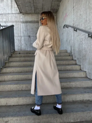 Warme trenchcoat met ceintuur voor vrouwen | winter