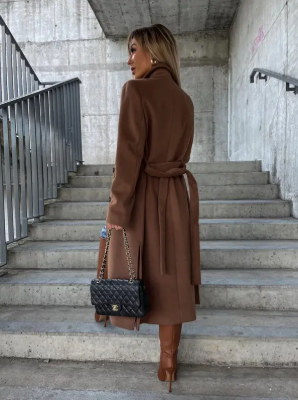 Warme trenchcoat met ceintuur voor vrouwen | winter
