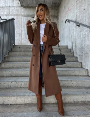 Warme trenchcoat met ceintuur voor vrouwen | winter