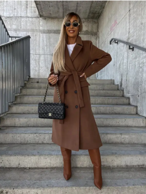 Warme trenchcoat met ceintuur voor vrouwen | winter
