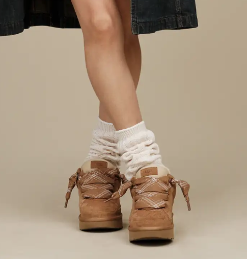 Cognac Plateau Sneakers met Voering voor Dames